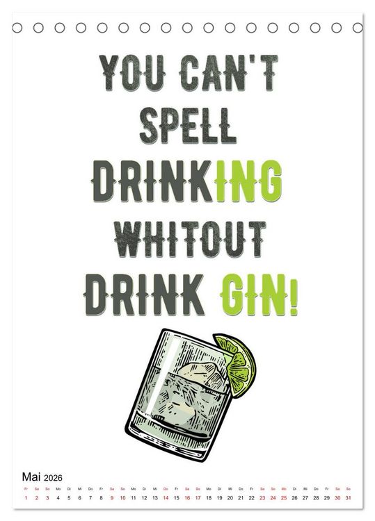 Produktbild: Gin & Tonic - Fun Stuff (Tischkalender 2026 DIN A5 hoch), CALVENDO Monatskalender