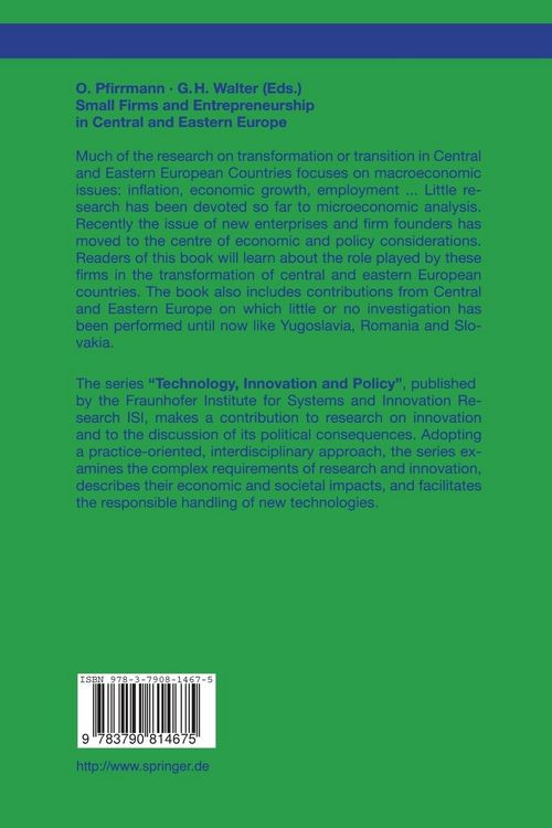Produktbild: Small Firms and Entrepreneurship in Central and Eastern Europe
