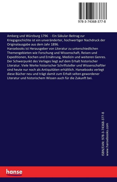 Produktbild: Amberg und W&uuml;rzburg 1796