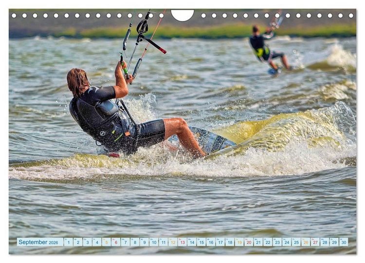 Produktbild: Kitesurfen - Wasser, Wind und coole Typen (Wandkalender 2026 DIN A4 quer), CALVENDO Monatskalender