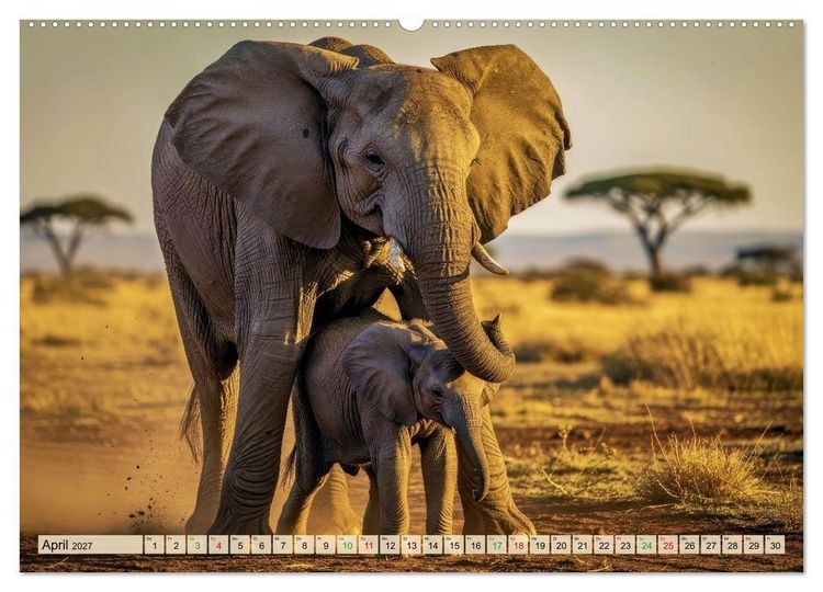 Produktbild: Gro&szlig;e und kleine Elefanten (Wandkalender 2027 DIN A2 quer), CALVENDO Monatskalender