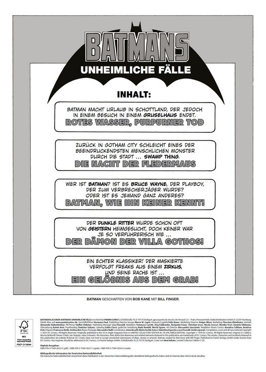 Produktbild: Batman Klassiker: Batmans unheimliche F&auml;lle