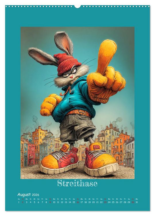 Produktbild: Urban Rabbits. Coole Stadthasen mit Charakter (hochwertiger Premium Wandkalender 2026 DIN A2 hoch), Kunstdruck in Hochglanz