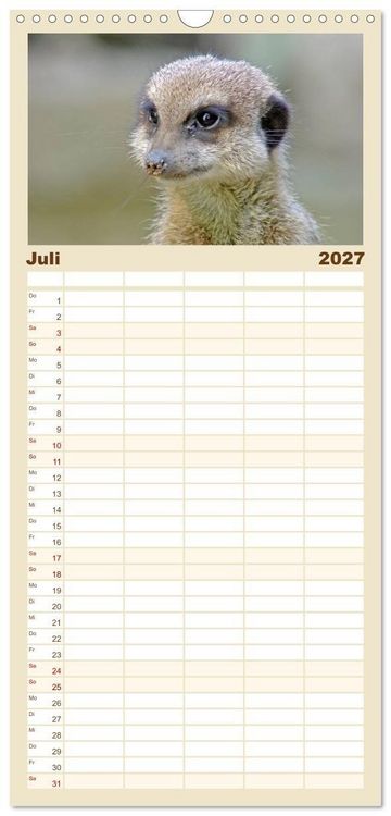 Produktbild: Familienplaner 2027 - Erdm&auml;nnchen mit 5 Spalten (Wandkalender, 21 x 45 cm) CALVENDO