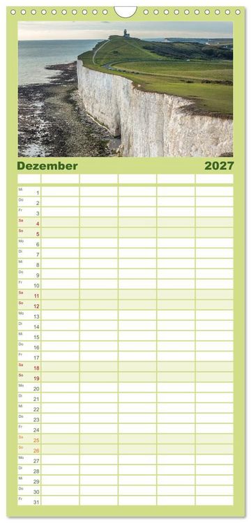 Produktbild: Familienplaner 2027 - Seven Sisters - Gro&szlig;britanniens h&ouml;chste Kreidefelsen mit 5 Spalten (Wandkalender, 21 x 45 cm) CALVENDO