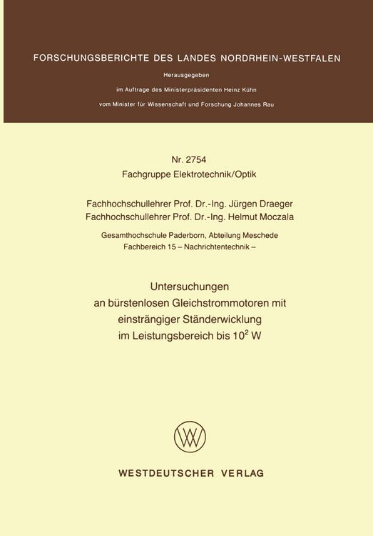 Produktbild: Untersuchungen an b&uuml;rstenlosen Gleichstrommotoren mit einstr&auml;ngiger St&auml;nderwicklung im Leistungsbereich bis 102 W