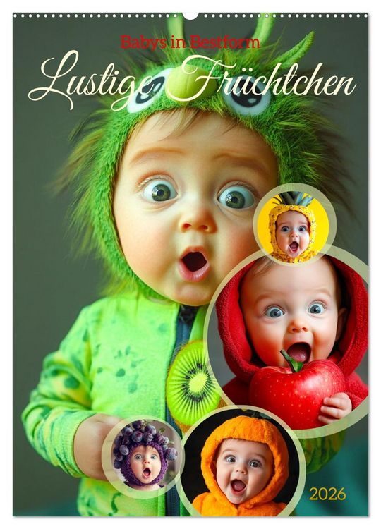 Produktbild: Babys in Bestform - Lustige Fr&uuml;chtchen (Wandkalender 2026 DIN A2 hoch), CALVENDO Monatskalender