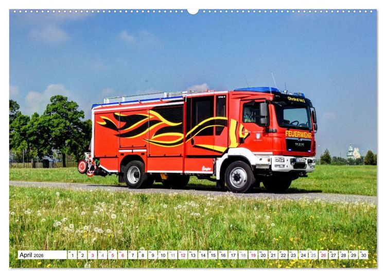Produktbild: Feuerwehrfahrzeuge (Wandkalender 2026 DIN A2 quer), CALVENDO Monatskalender
