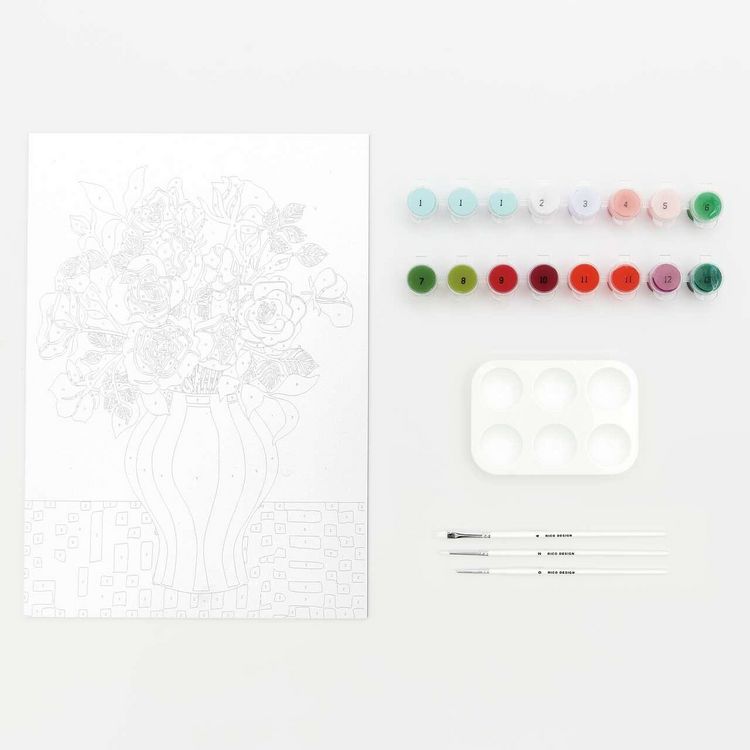 Produktbild: Malen nach Zahlen Set, rote Rosen, 26 x 37 cm,, Inh