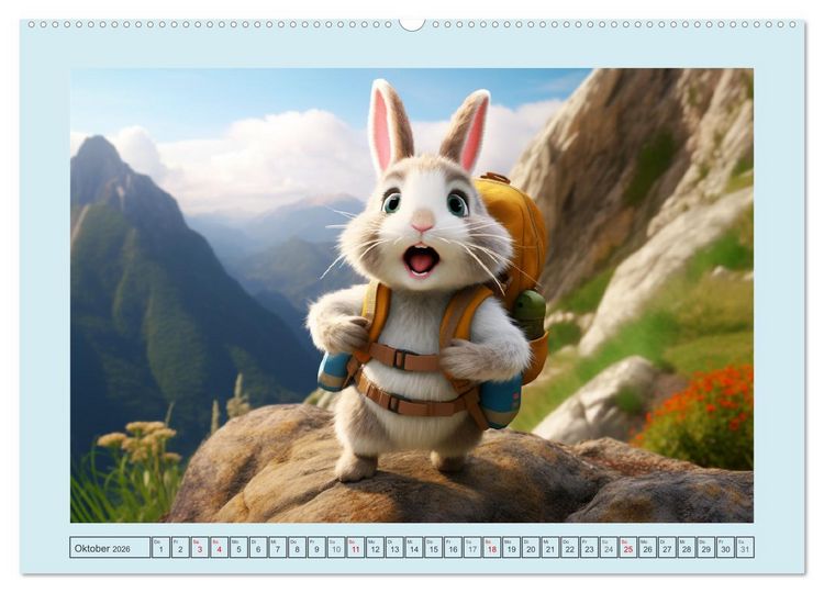 Produktbild: Liebliche Kaninchen. Flauschige Hopsis haben Spa&szlig; (hochwertiger Premium Wandkalender 2026 DIN A2 quer), Kunstdruck in Hochglanz