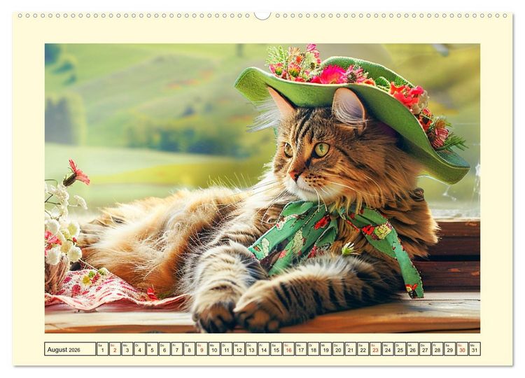 Produktbild: Katzen-Divas beim alpinen Fotoshoot. Extravagante Katzenmode (Wandkalender 2026 DIN A2 quer), CALVENDO Monatskalender