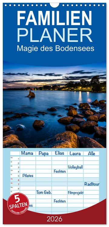 Produktbild: Familienplaner 2026 - Magie des Bodensees mit 5 Spalten (Wandkalender, 21 x 45 cm) CALVENDO
