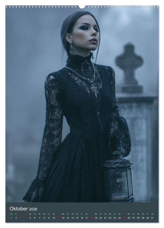 Produktbild: Gothic Girls - d&uuml;stere Frauen in schwarzer Gothic-Kleidung (hochwertiger Premium Wandkalender 2026 DIN A2 hoch), Kunstdruck in Hochglanz