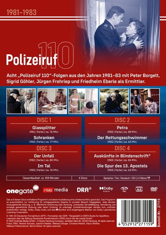 Produktbild: Polizeiruf 110 - Box 10 (DDR TV-Archiv) mit Sammelr&uuml;cken [4 DVDs]