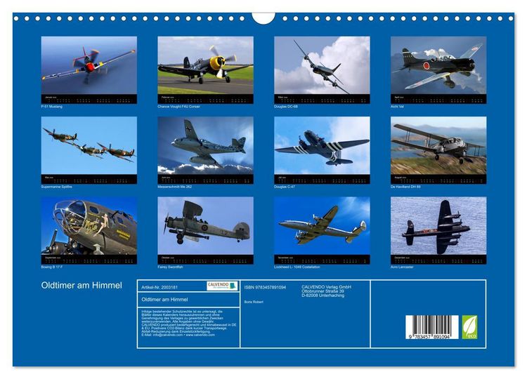 Produktbild: Oldtimer am Himmel (Wandkalender 2026 DIN A3 quer), CALVENDO Monatskalender