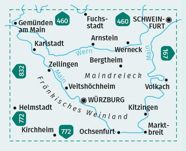 Produktbild: KOMPASS Wanderkarte 166 W&uuml;rzburg, Maindreieck, Schweinfurt, Fr&auml;nkisches Weinland 1:50.000