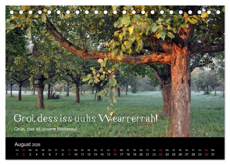 Produktbild: Die Wetterau mit Mundart-Statements (Tischkalender 2026 DIN A5 quer), CALVENDO Monatskalender