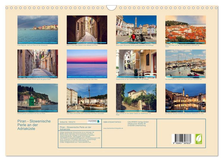 Produktbild: Piran - Slowenische Perle an der Adriak&uuml;ste (Wandkalender 2026 DIN A3 quer), CALVENDO Monatskalender