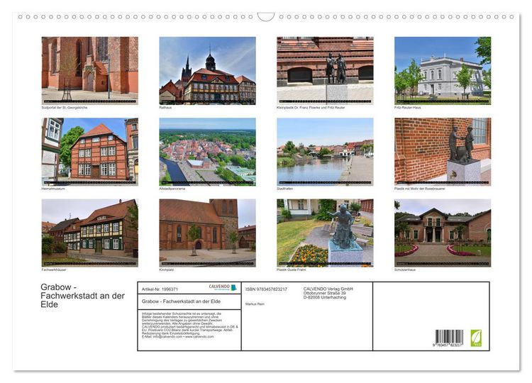 Produktbild: Grabow - Fachwerkstadt an der Elde (Wandkalender 2026 DIN A2 quer), CALVENDO Monatskalender