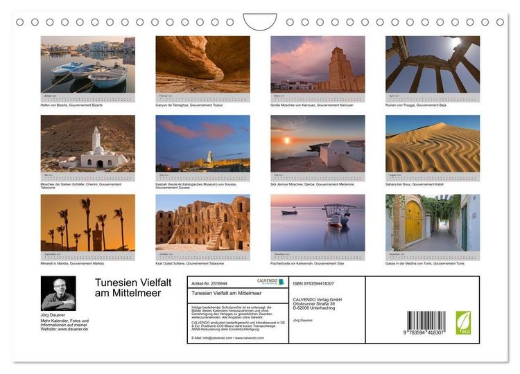 Produktbild: Tunesien Vielfalt am Mittelmeer (Wandkalender 2027 DIN A4 quer), CALVENDO Monatskalender