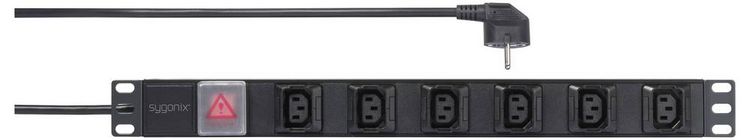 Produktbild: Sygonix SY-6736982 Steckdosenleiste 19 Zoll 6fach Schwarz Schutzkontakt 1St.