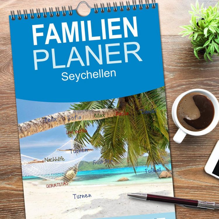 Produktbild: Familienplaner 2026 - Seychellen mit 5 Spalten (Wandkalender, 21 x 45 cm) CALVENDO