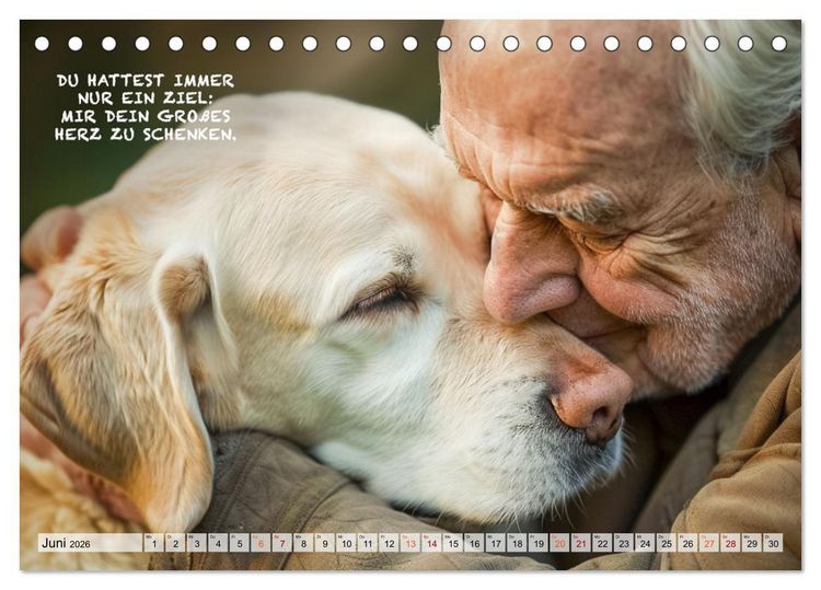 Produktbild: Hunde und ber&uuml;hrende Spr&uuml;che (Tischkalender 2026 DIN A5 quer), CALVENDO Monatskalender