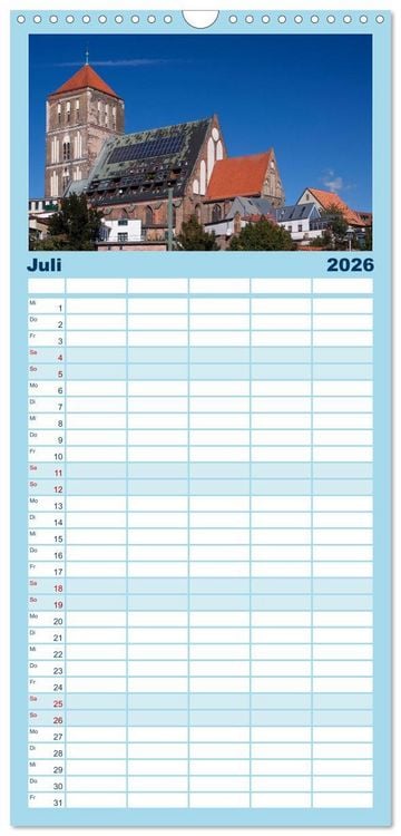 Produktbild: Familienplaner 2026 - Ostseeperle Rostock mit 5 Spalten (Wandkalender, 21 x 45 cm) CALVENDO
