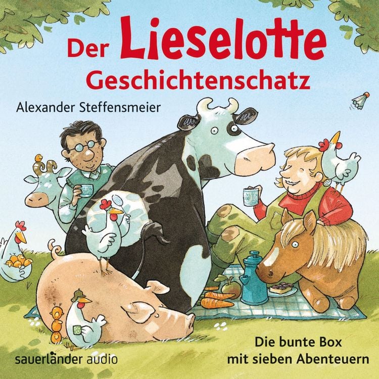 Produktbild: Der Lieselotte Geschichtenschatz - Die bunte Box mit sieben Abenteuern - H&ouml;rb&uuml;cher von Kuh Lieselotte