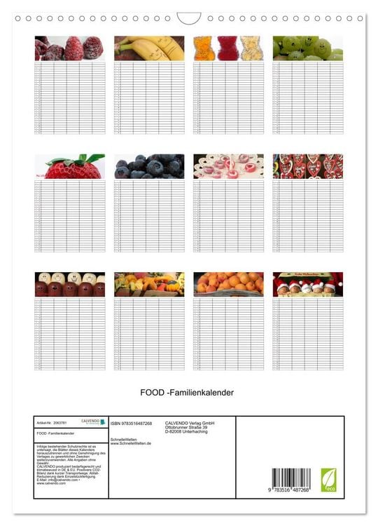 Produktbild: FOOD -Familienkalender (Wandkalender 2026 DIN A3 hoch), CALVENDO Monatskalender