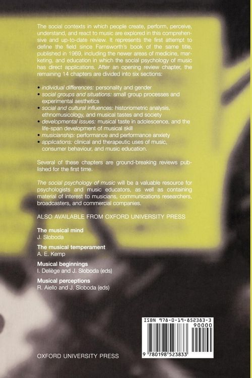 Produktbild: The Social Psychology of Music