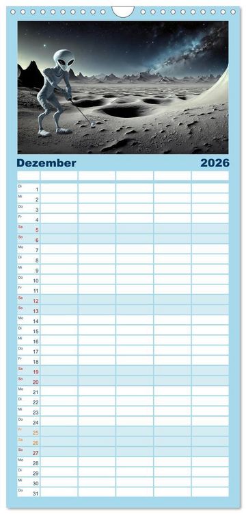 Produktbild: Familienplaner 2026 - Aliens auf Tour mit 5 Spalten (Wandkalender, 21 x 45 cm) CALVENDO