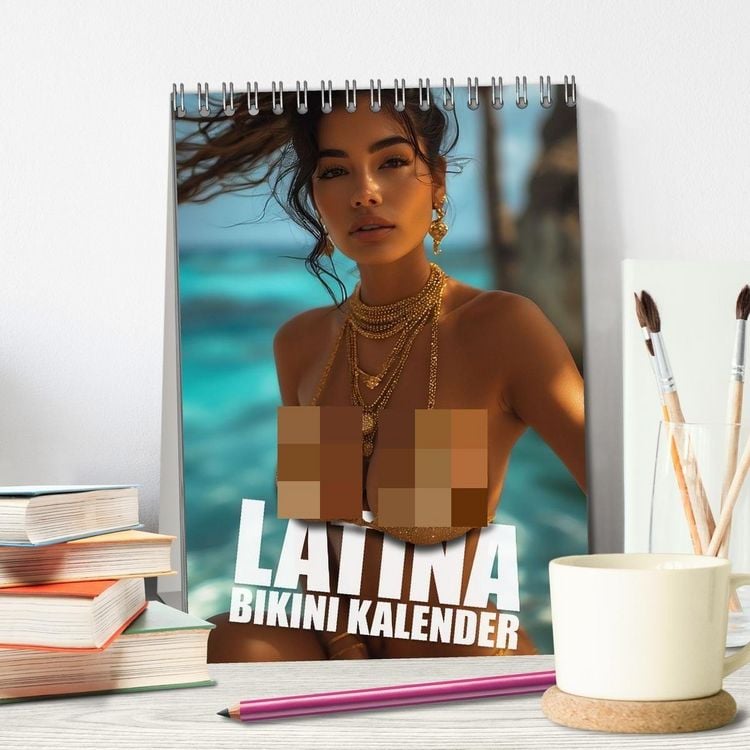 Produktbild: Latina Bikini Kalender: Glamour&ouml;se KI-Kunst mit hei&szlig;en Latina Models (Tischkalender 2027 DIN A5 hoch), CALVENDO Monatskalender