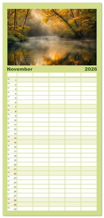 Produktbild: Familienplaner 2026 - Quelle des Lebens - Wasser und Landschaft mit 5 Spalten (Wandkalender, 21 x 45 cm) CALVENDO