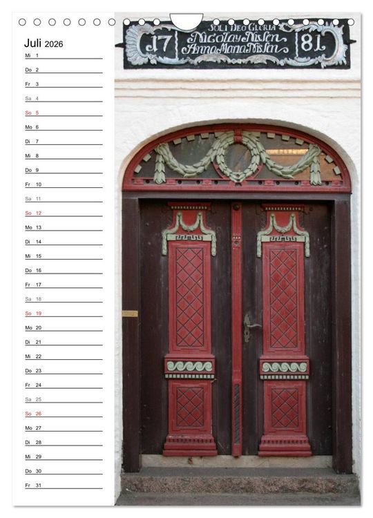 Produktbild: Alte D&auml;nische T&uuml;ren (Wandkalender 2026 DIN A4 hoch), CALVENDO Monatskalender