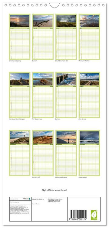 Produktbild: Familienplaner 2026 - Sylt - Bilder einer Insel mit 5 Spalten (Wandkalender, 21 x 45 cm) CALVENDO