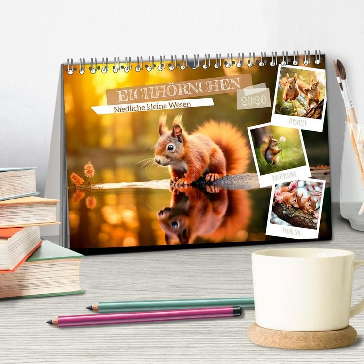 Produktbild: EICHH&Ouml;RNCHEN Niedliche kleine Wesen (Tischkalender 2026 DIN A5 quer), CALVENDO Monatskalender