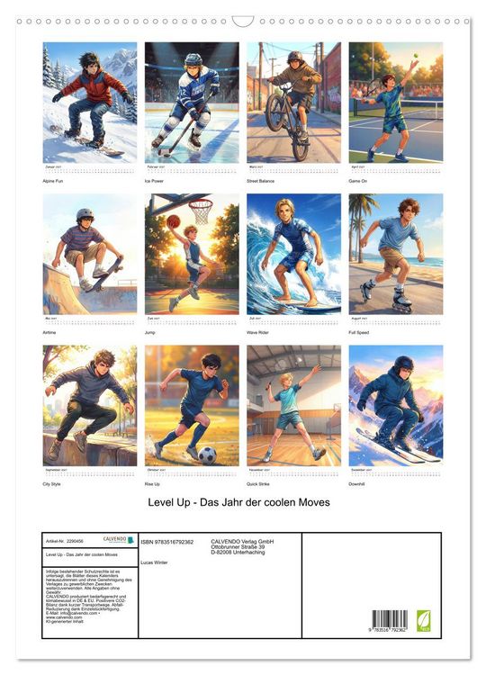 Produktbild: Level Up - Das Jahr der coolen Moves (Wandkalender 2027 DIN A2 hoch), CALVENDO Monatskalender