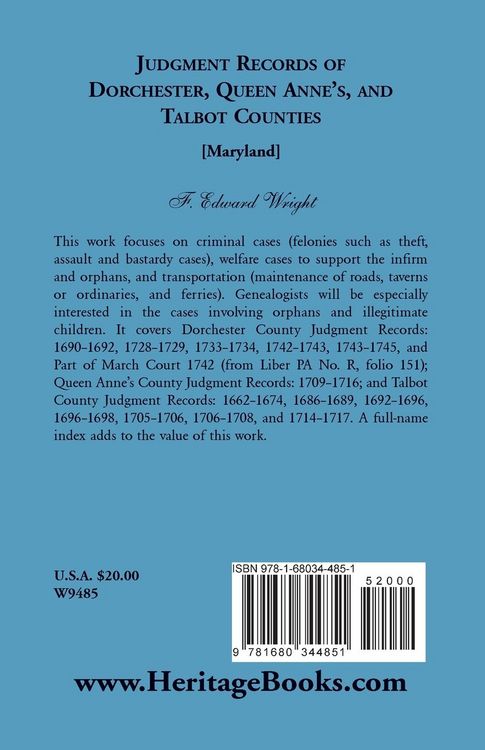 Produktbild: Judgment Records of Dorchester, Queen Anne's, and Talbot Counties [Maryland]