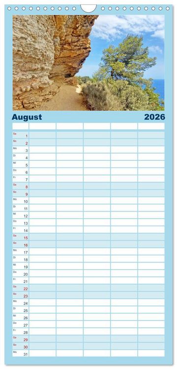 Produktbild: Familienplaner 2026 - Costa Blanca. Schroffe Felsen und schillerndes Mittelmeer mit 5 Spalten (Wandkalender, 21 x 45 cm) CALVENDO