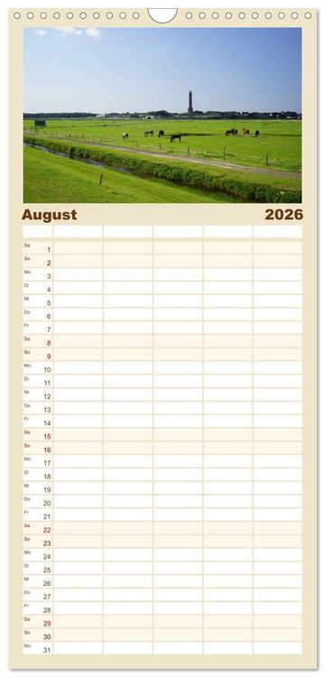 Produktbild: Familienplaner 2026 - Norderney - von barfu&szlig; bis Lackschuh mit 5 Spalten (Wandkalender, 21 x 45 cm) CALVENDO