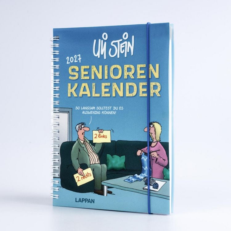 Produktbild: Uli Stein Senioren-Kalender 2027 mit Spiralbindung und Gummiband
