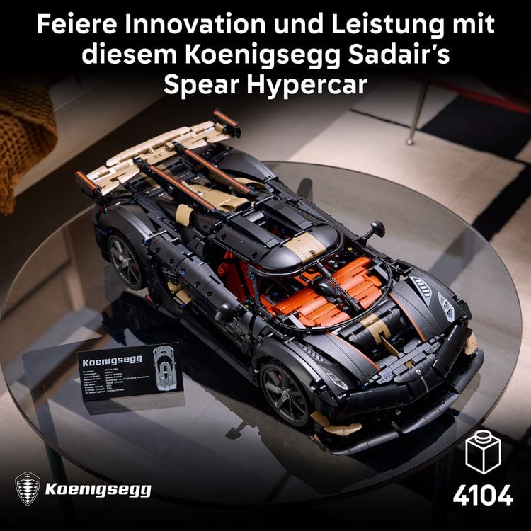 Produktbild: LEGO Technic Koenigsegg Sadair&rsquo;s Spear Hypercar Auto Modell Deko 42232