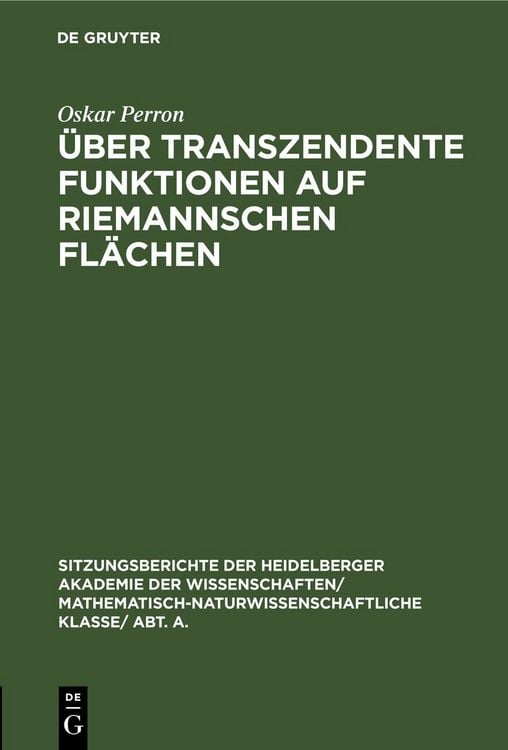 Produktbild: &Uuml;ber transzendente Funktionen auf Riemannschen Fl&auml;chen