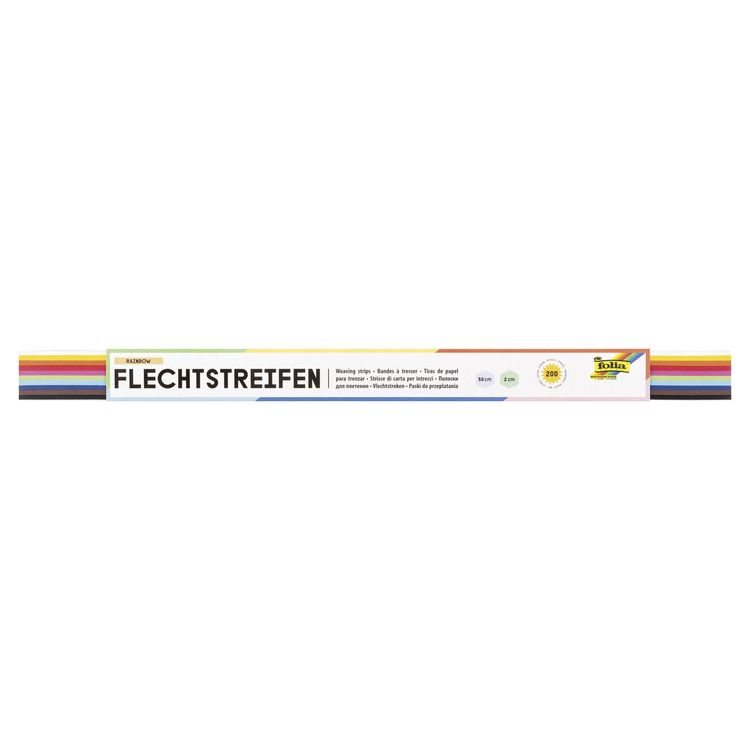 Produktbild: Folia Flechtstreifen 130g/m&sup2;, 50x2,0cm, 200 Streifen 10-farbig sortiert