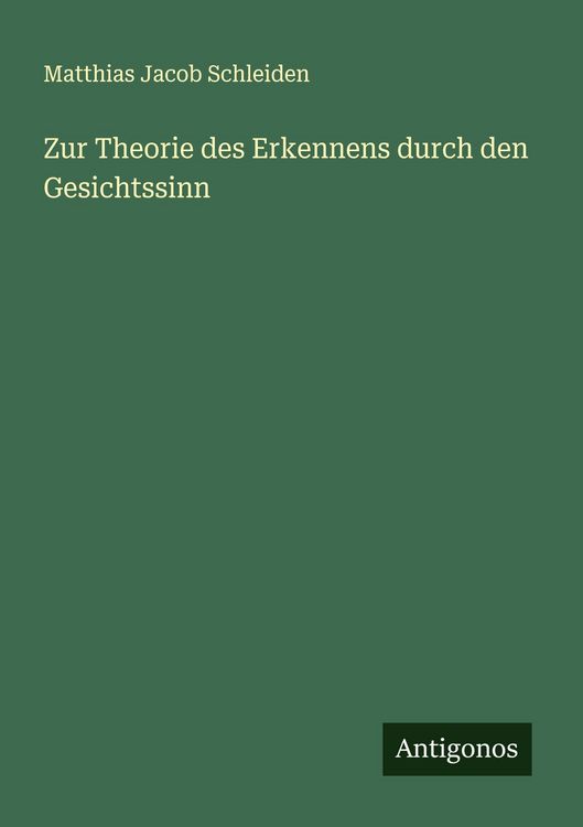 Produktbild: Zur Theorie des Erkennens durch den Gesichtssinn