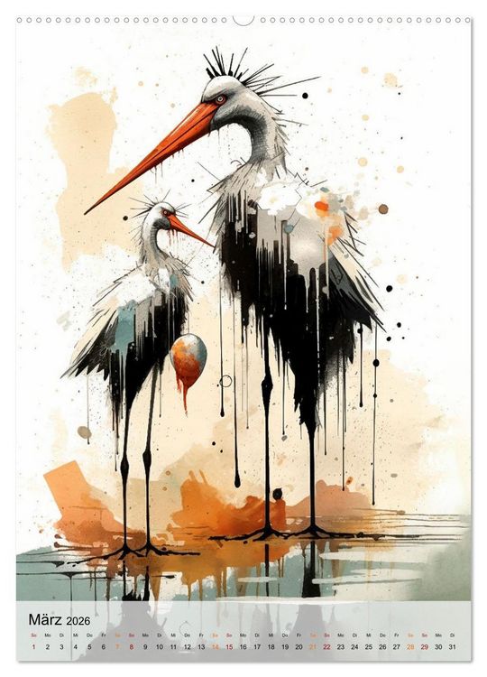Produktbild: Einzigartig - dieser Storch (hochwertiger Premium Wandkalender 2026 DIN A2 hoch), Kunstdruck in Hochglanz