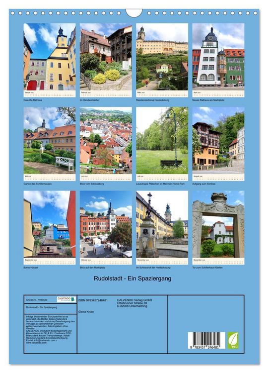 Produktbild: Rudolstadt - Ein Spaziergang (Wandkalender 2026 DIN A3 hoch), CALVENDO Monatskalender