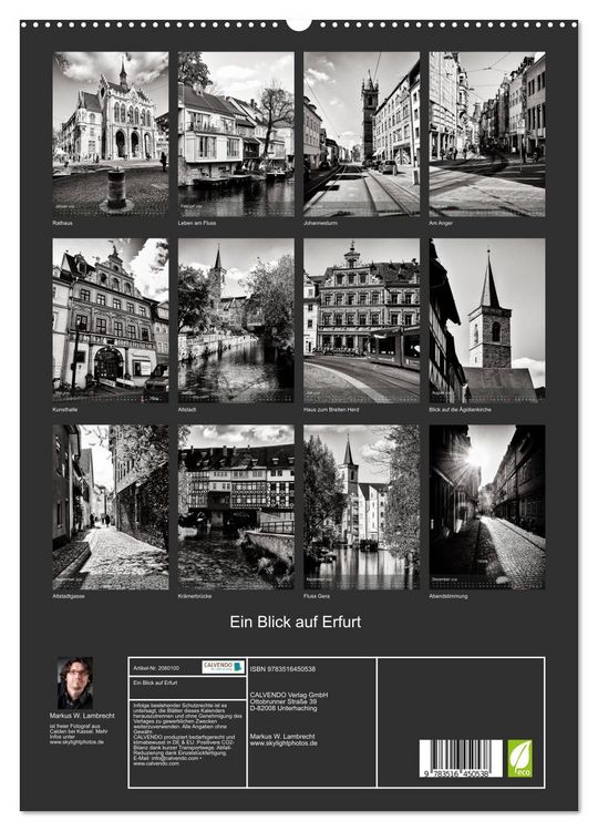 Produktbild: Ein Blick auf Erfurt (hochwertiger Premium Wandkalender 2026 DIN A2 hoch), Kunstdruck in Hochglanz