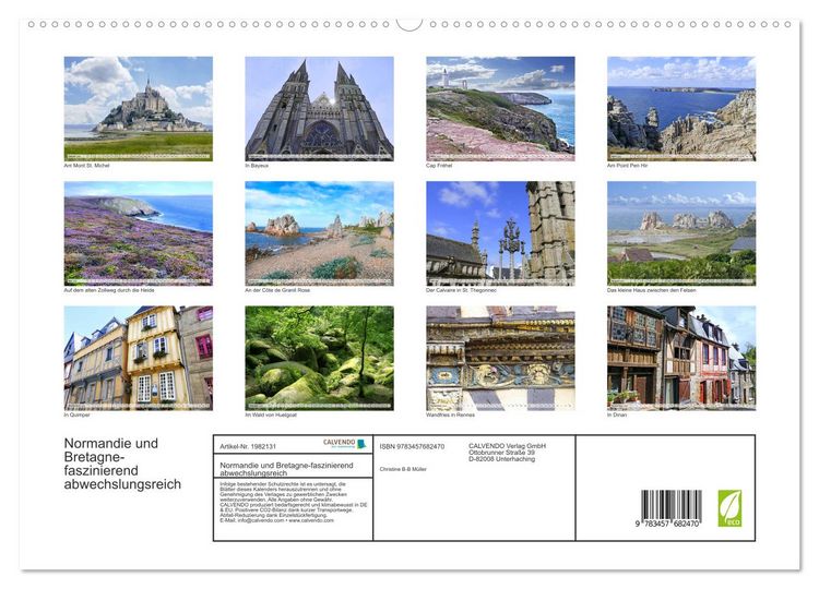 Produktbild: Normandie und Bretagne-faszinierend abwechslungsreich (hochwertiger Premium Wandkalender 2026 DIN A2 quer), Kunstdruck in Hochglanz